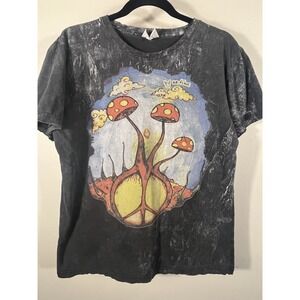 VTG No Time Shirt Men Large Black Tie Dye Short Sleeve Mushroom Psychedelic